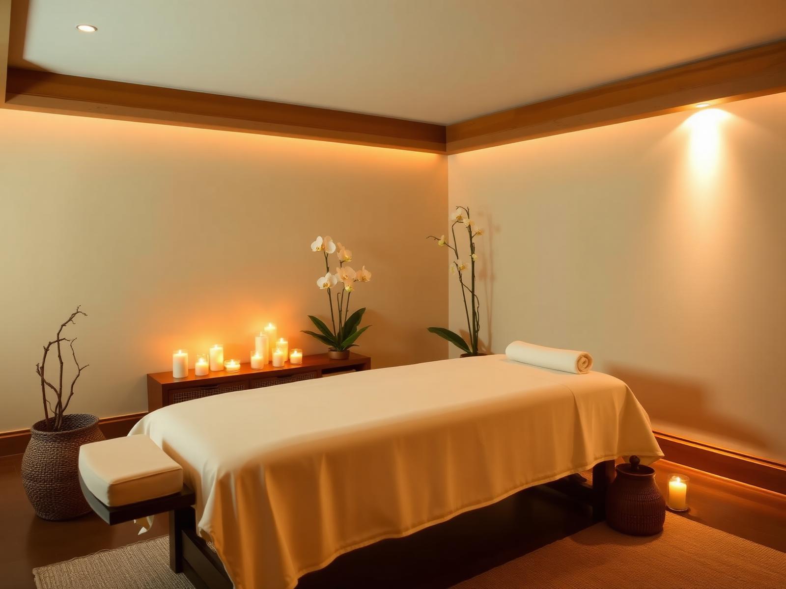 Ambiente de massoterapia acolhedor